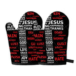 Christian Cross Religious Words Print Oven Mitts