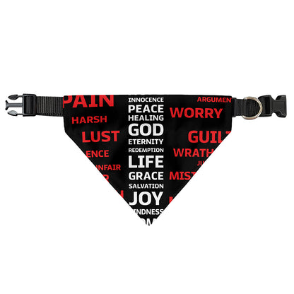 Christian Cross Religious Words Print Over The Collar Dog Bandana