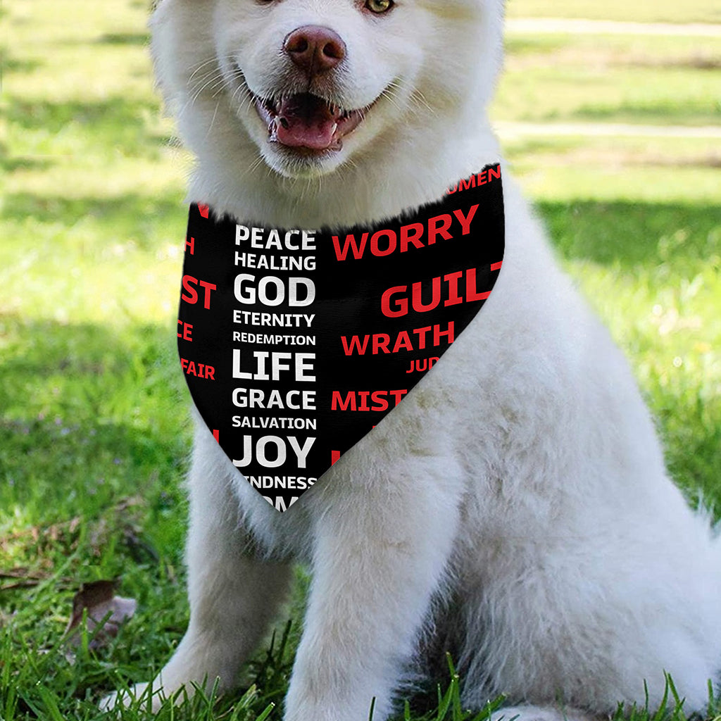 Christian Cross Religious Words Print Over The Collar Dog Bandana