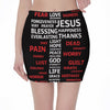 Christian Cross Religious Words Print Pencil Mini Skirt