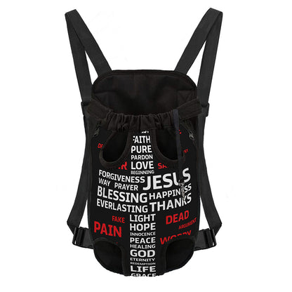 Christian Cross Religious Words Print Pet Carrier Backpack
