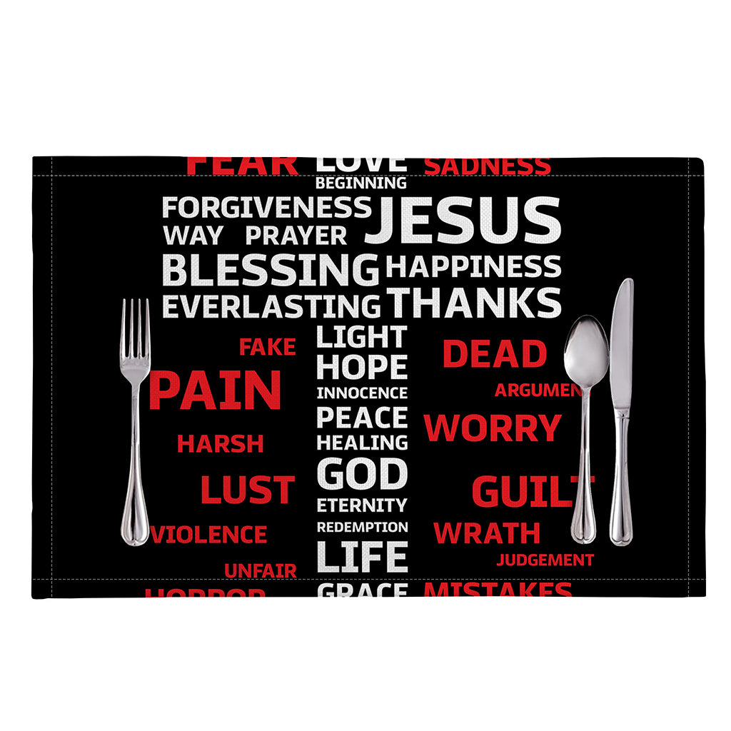 Christian Cross Religious Words Print Placemat