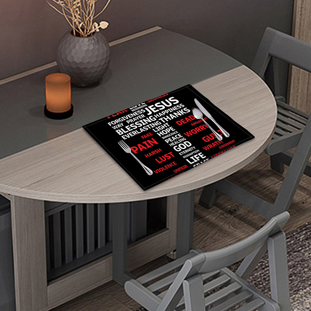 Christian Cross Religious Words Print Placemat