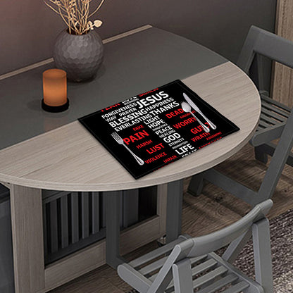 Christian Cross Religious Words Print Placemat