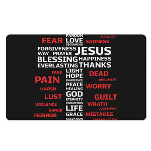 Christian Cross Religious Words Print Polyester Doormat