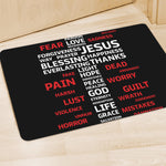 Christian Cross Religious Words Print Polyester Doormat