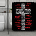 Christian Cross Religious Words Print Polyester Shower Curtain