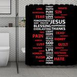 Christian Cross Religious Words Print Polyester Shower Curtain