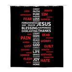 Christian Cross Religious Words Print Polyester Shower Curtain