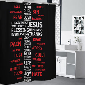 Christian Cross Religious Words Print Premium Shower Curtain