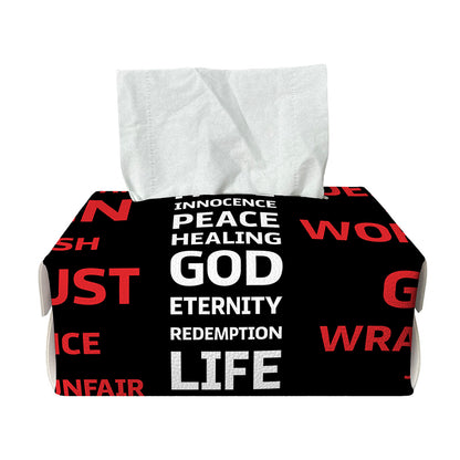 Christian Cross Religious Words Print Rectangle Tissue Box Cover