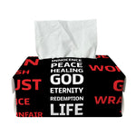 Christian Cross Religious Words Print Rectangle Tissue Box Cover