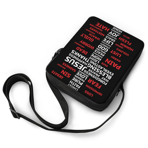 Christian Cross Religious Words Print Rectangular Crossbody Bag