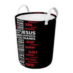 Christian Cross Religious Words Print Round Laundry Basket