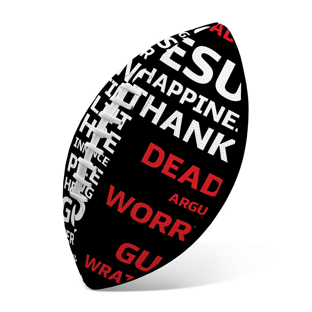Christian Cross Religious Words Print Rugby Ball