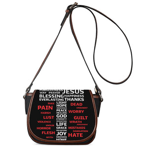 Christian Cross Religious Words Print Saddle Bag