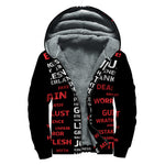 Christian Cross Religious Words Print Sherpa Lined Zip Up Hoodie