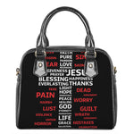 Christian Cross Religious Words Print Shoulder Handbag