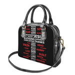 Christian Cross Religious Words Print Shoulder Handbag