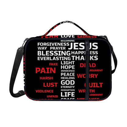 Christian Cross Religious Words Print Shoulder Strap Bible Bag
