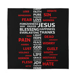 Christian Cross Religious Words Print Silk Bandana