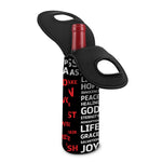 Christian Cross Religious Words Print Single Neoprene Wine Tote