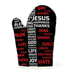 Christian Cross Religious Words Print Single Oven Mitt