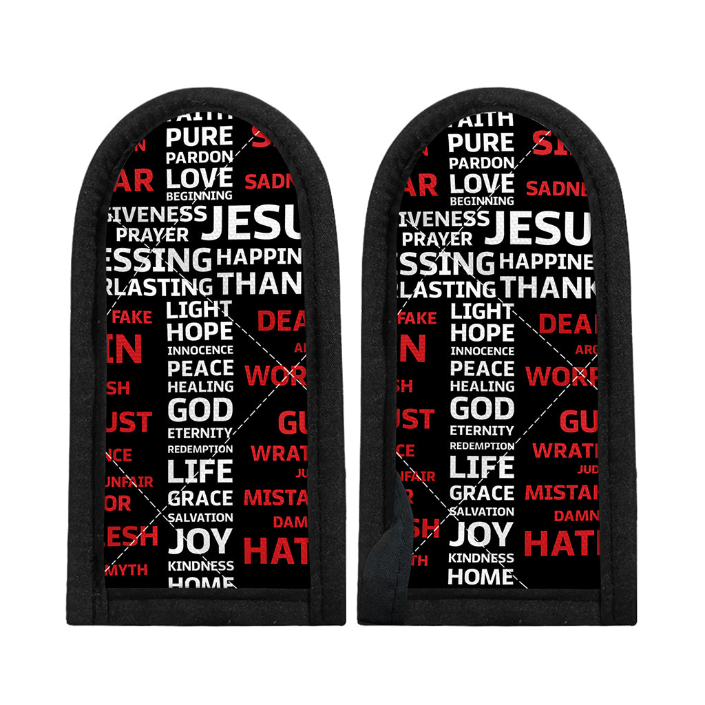 Christian Cross Religious Words Print Skillet Handle Cover