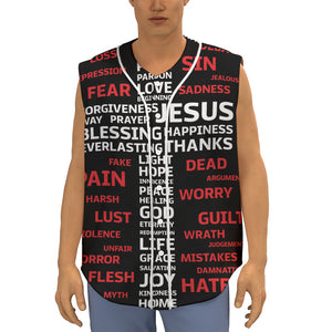 Christian Cross Religious Words Print Sleeveless Baseball Jersey