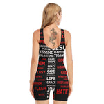 Christian Cross Religious Words Print Sleeveless One Piece Swimsuit