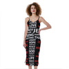 Christian Cross Religious Words Print Slim Fit Midi Cami Dress