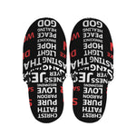 Christian Cross Religious Words Print Slippers