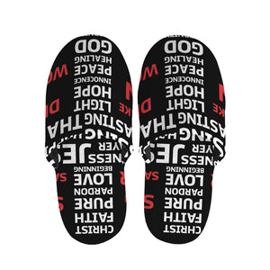 Christian Cross Religious Words Print Slippers