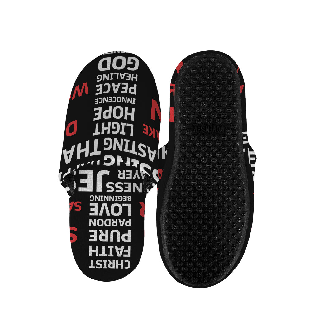 Christian Cross Religious Words Print Slippers