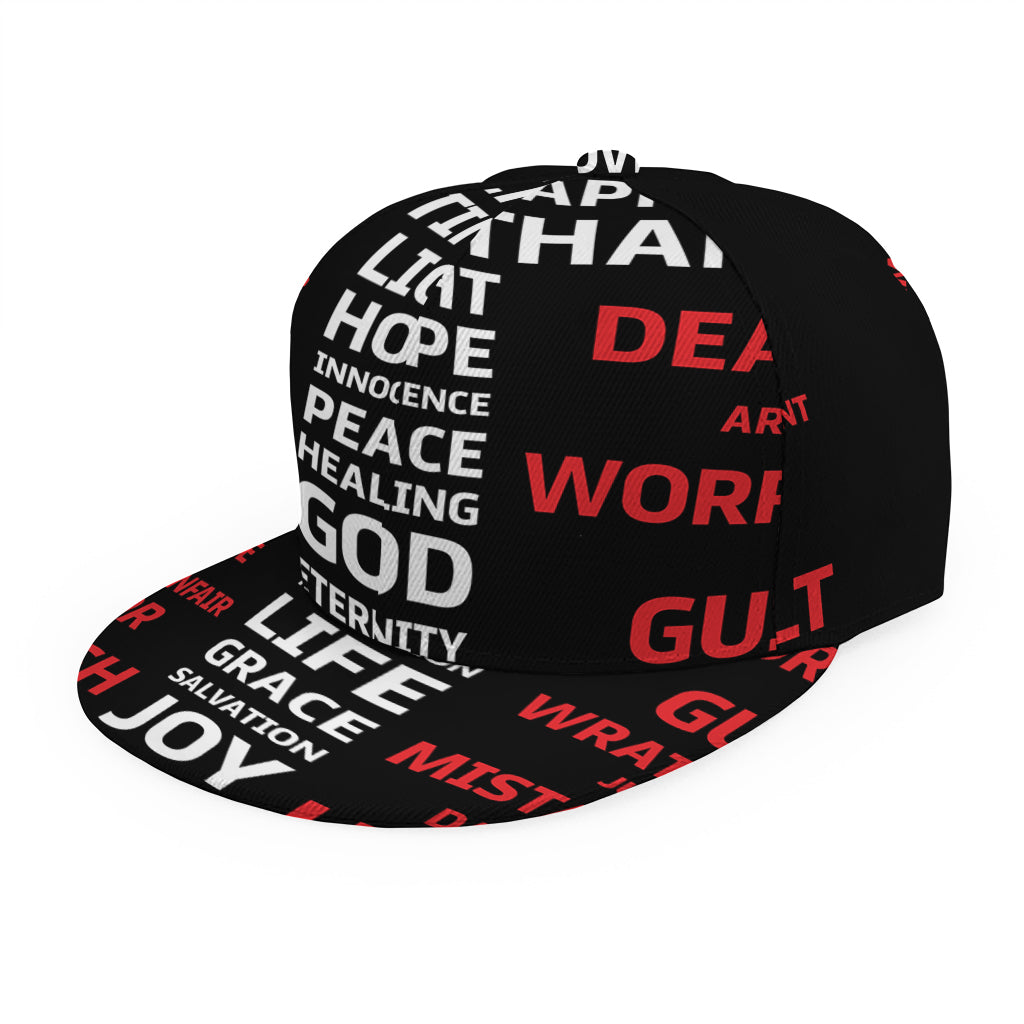 Christian Cross Religious Words Print Snapback Cap