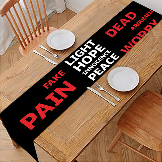 Christian Cross Religious Words Print Table Runner
