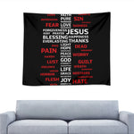 Christian Cross Religious Words Print Tapestry