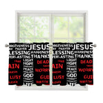 Christian Cross Religious Words Print Tier Curtains