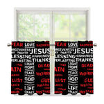 Christian Cross Religious Words Print Tier Curtains