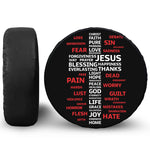 Christian Cross Religious Words Print Tire Cover