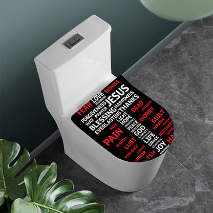 Christian Cross Religious Words Print Toilet Lid Cover