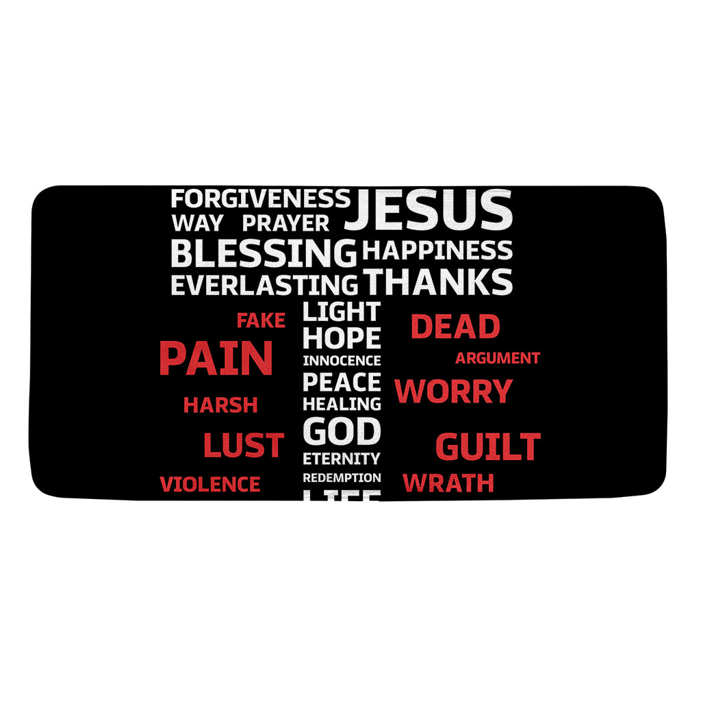 Christian Cross Religious Words Print Towel