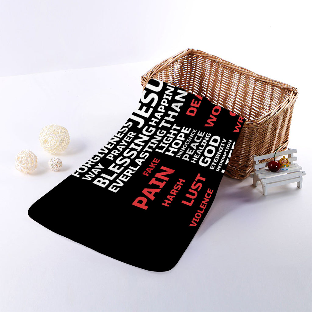 Christian Cross Religious Words Print Towel