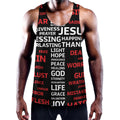 Christian Cross Religious Words Print Men's Workout Tank Top