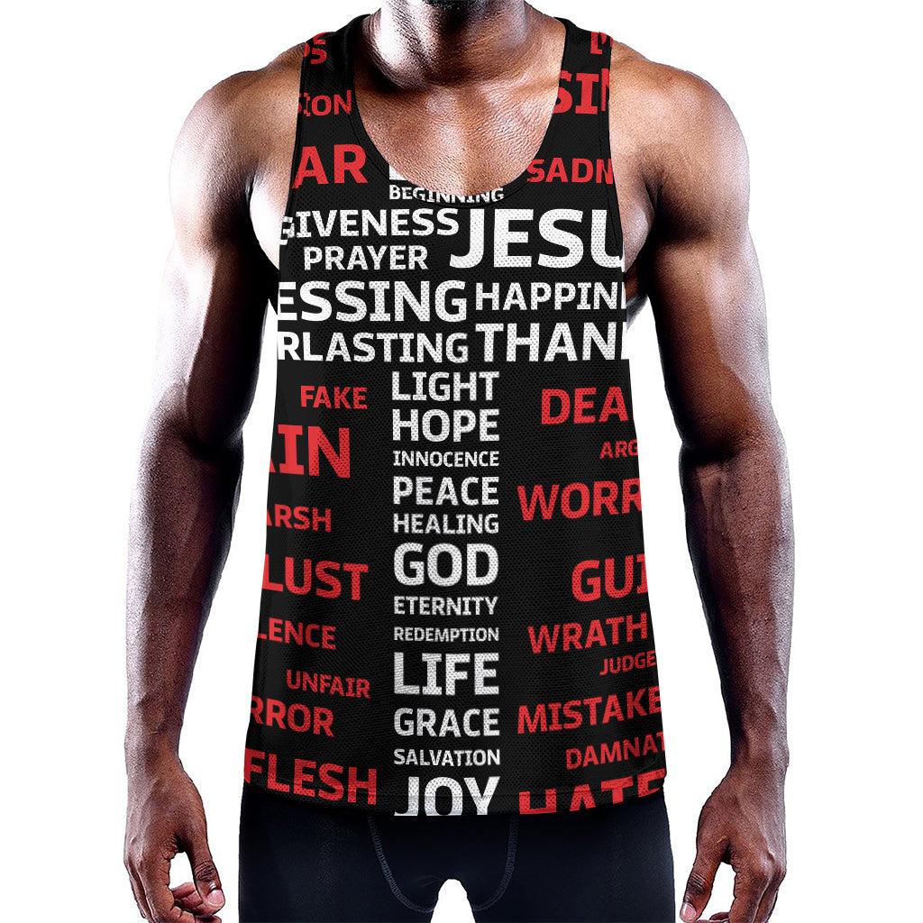 Christian Cross Religious Words Print Training Tank Top