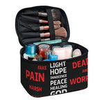 Christian Cross Religious Words Print Travel Makeup Bag