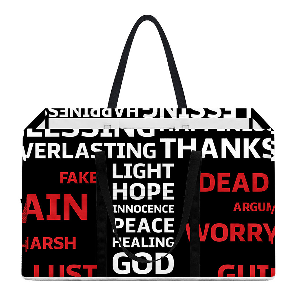 Christian Cross Religious Words Print Utility Tote Bag