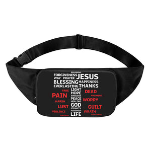 Christian Cross Religious Words Print Waist Bag