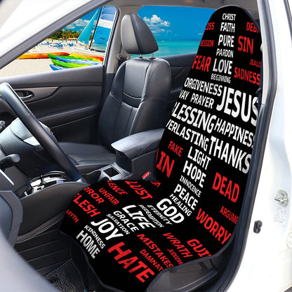 Christian Cross Religious Words Print Waterproof Car Seat Cover