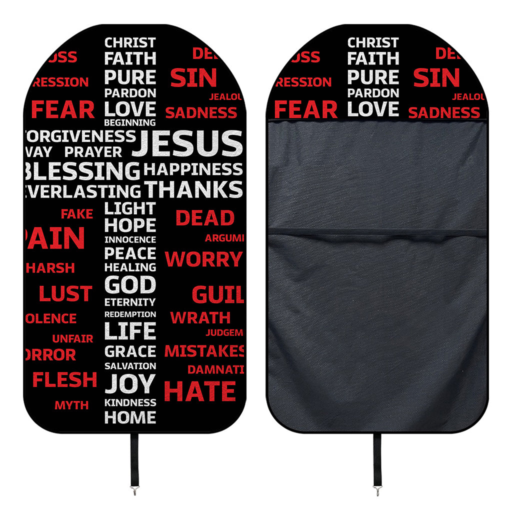 Christian Cross Religious Words Print Waterproof Car Seat Cover